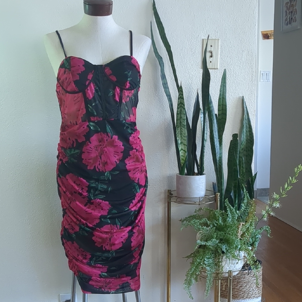 Floral Black and Pink Dress